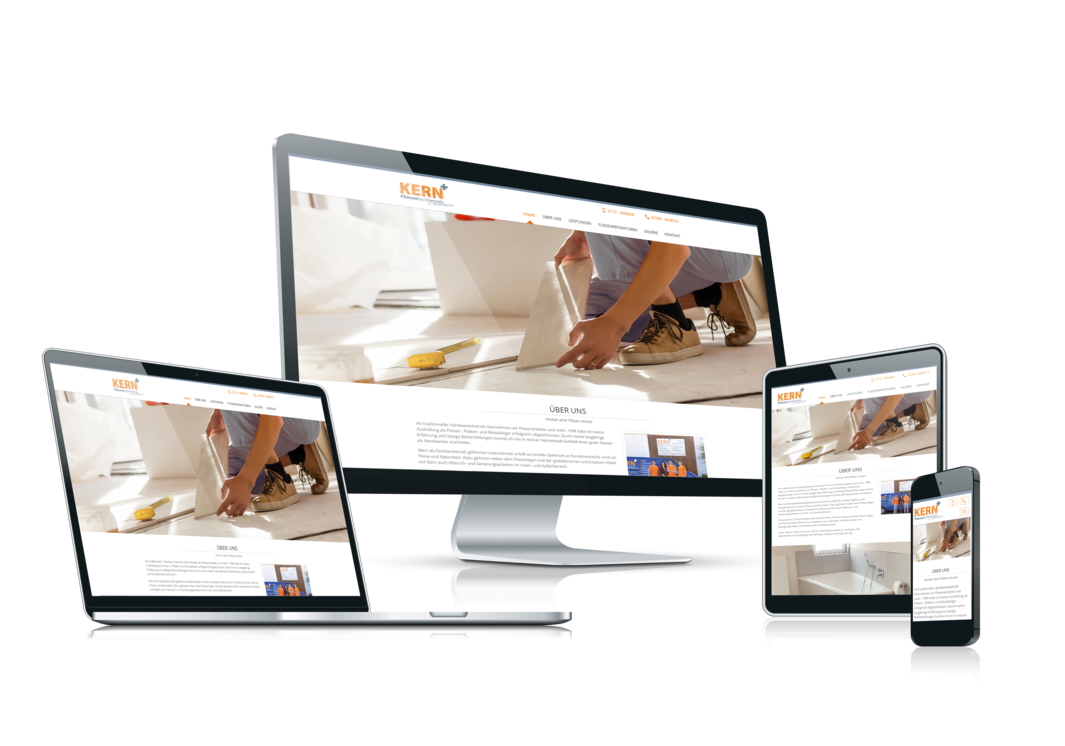 die neue Kern-Webseite auf verschiedengroßen Bildschirmen