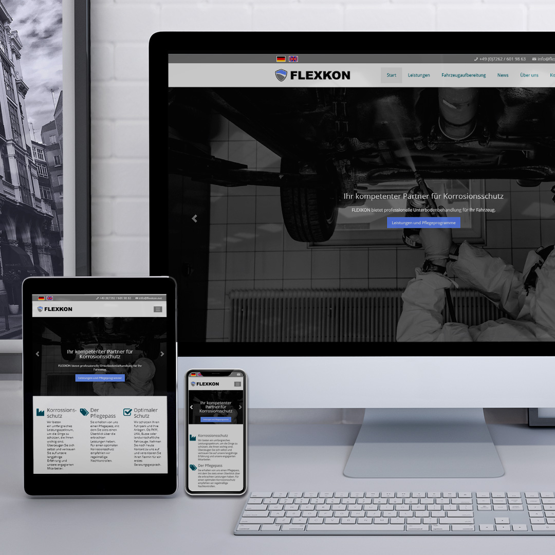 Flexkon Webseite auf verschiedene Endgeräte