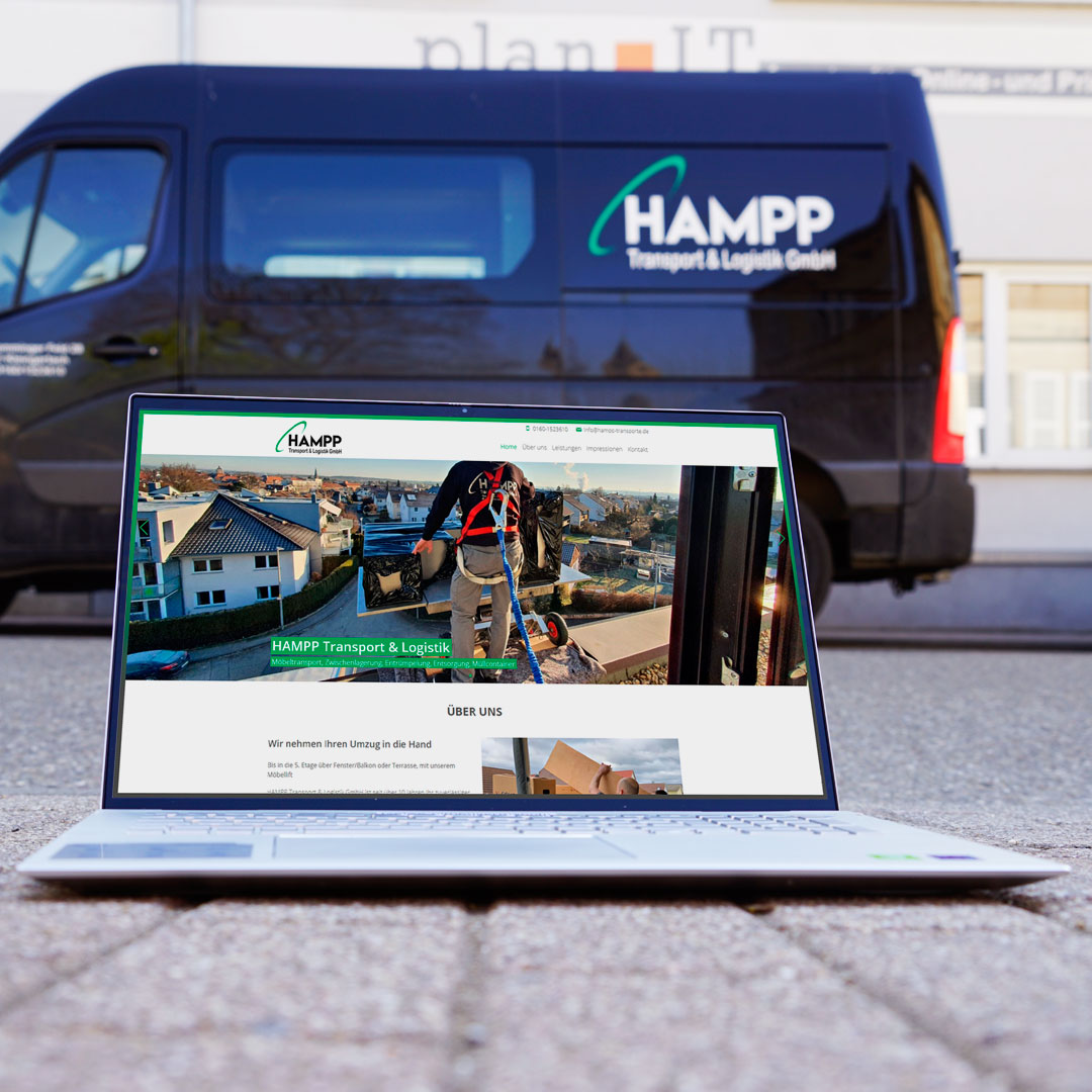 Hampp Webseite auf Laptop