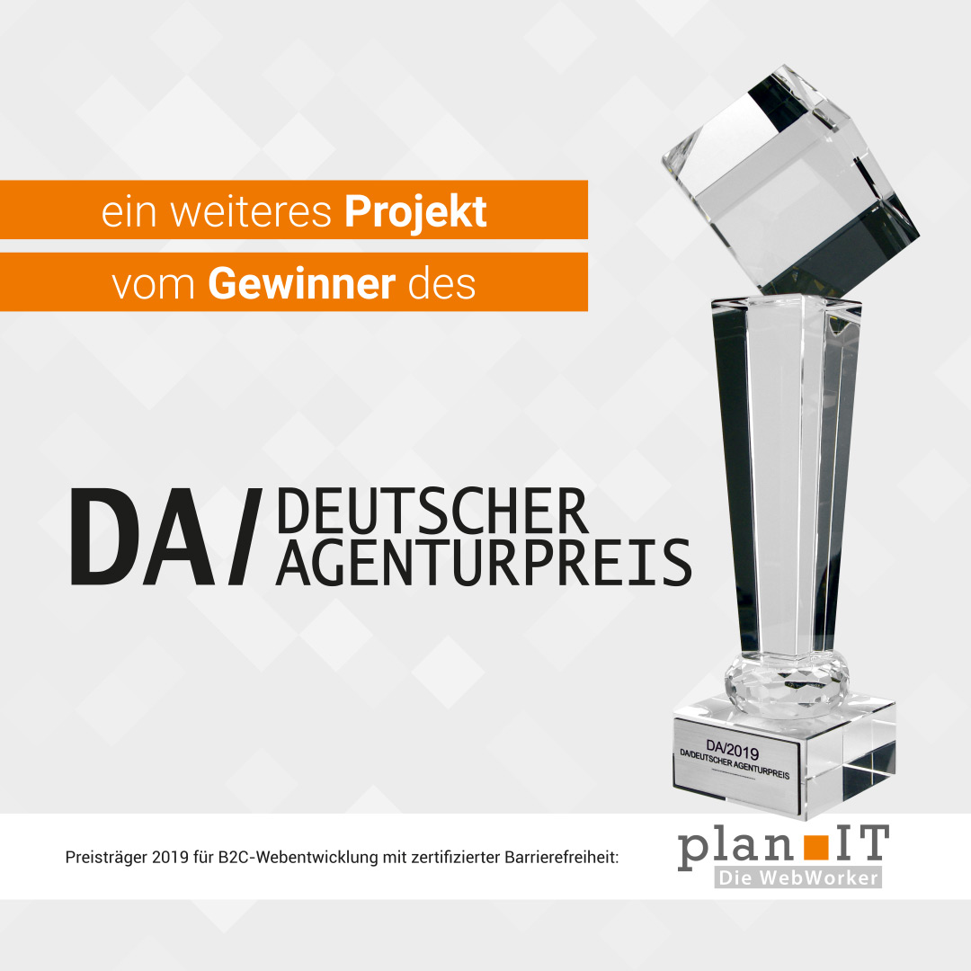 Preisträger Deutscher Agenturpreis: plan IT – Online GmbH