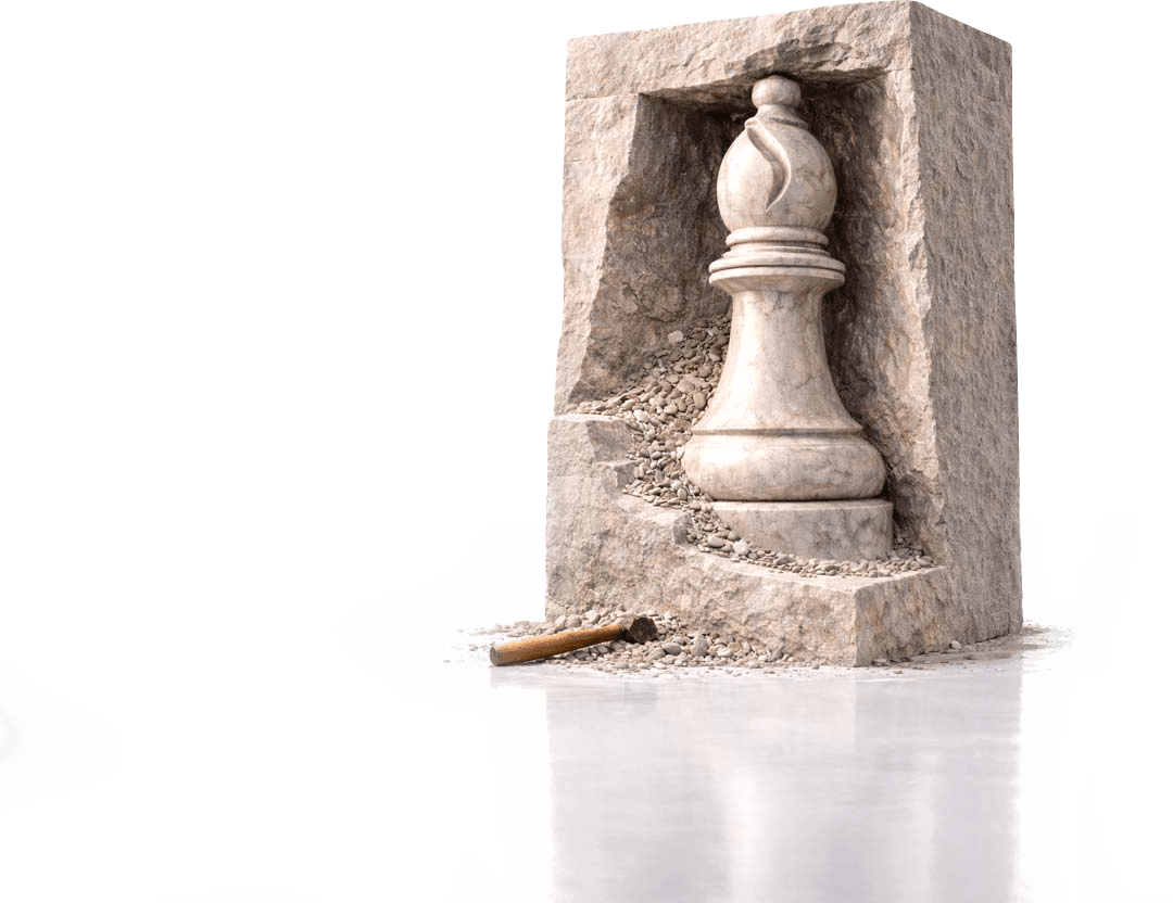 Symbolbild für Strategie: Aus Naturstein gemeißelte Schachfigur